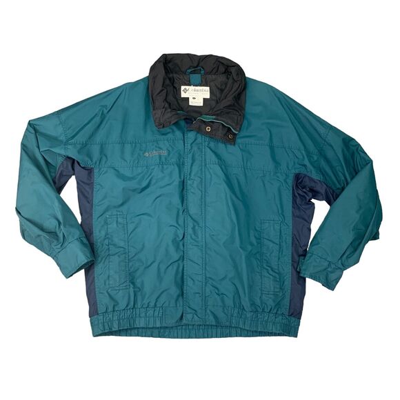 Vintage Columbia Rain Jacket Mens L Large Teal Full Zip Waterproof Outdoor *READ - Picture 1 of 15